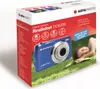 A product box for a blue digital camera, with a woman lying on grass in the background. Anteprima dell’immagine prodotto