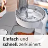 Close-up of a food processor with text overlay. Produktbild-Vorschau