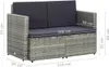 vidaXL 2-Sitzer-Gartensofa mit Auflagen Grau Poly Rattan Produktbild-Vorschau 6
