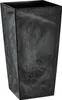 A tall, square, dark gray planter with a textured, marbled pattern. Produktbild-Vorschau