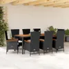 vidaXL 9-tlg. Garten-Essgruppe mit Kissen Schwarz Poly Produktbild-Vorschau 2