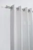 A close-up view of white sheer curtains hanging from a silver curtain rod. Produktbild-Vorschau