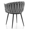 A grey upholstered chair with black legs, shown from the back. Náhľad obrázku produktu