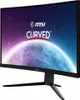 A black MSI curved gaming monitor displaying a marketing image with the MSI logo and text. Produktbild-Vorschau