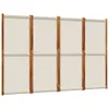 A privacy screen or room divider made of wooden frames and beige fabric panels. Voir les images du produit