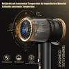 A close-up marketing image of a hairdryer, highlighting its internal components and temperature control features with graphical overlays and text. Produktbild-Vorschau