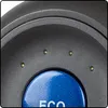 A close-up view of the top part of a vacuum cleaner, showing indicator lights and a blue button with the word 'ECO' on it. Náhled obrázku produktu