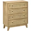 HOMCOM Commode 4 tiroirs meuble de rangement cannage en Voir les images du produit 1