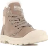 A single brown Palladium ankle boot with cream-colored sole and toe cap, set against a white background. Produktbild-Vorschau