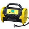 A black and yellow portable air compressor with a digital display and a hose attachment. Produktbild-Vorschau