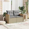 vidaXL Gartensofa mit Kissen 2-Sitzer Beige Poly Rattan Produktbild-Vorschau 3