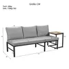 A diagram of a sofa with dimensions and weight information. Produktbild-Vorschau