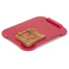 A slice of toast on a red cutting board. Produktbild-Vorschau