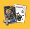 Two Playmobil figures, one standing and one in action pose, with accessories and packaging elements, set against a yellow background. Produktbild-Vorschau