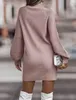 ASKSA Damen Strickkleid Rollkragen Pullikleid Elegant Produktbild-Vorschau 3