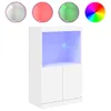 A white display cabinet with blue LED lighting, shown with circular color swatches above it. Voir les images du produit