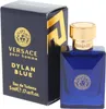 A product shot of a small bottle of Versace Dylan Blue Pour Homme Eau de Toilette next to its packaging. Náhled obrázku produktu