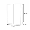 A line drawing of a cabinet with dimensions indicated. Voir les images du produit