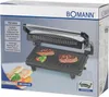 The image shows the retail packaging of a Bomann contact grill. The grill itself is depicted on the box, along with some food items like steaks and panini. Produktbild-Vorschau