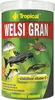 A product container for fish food, featuring images of various fish species. Produktbild-Vorschau