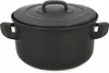 A black pot with a lid and handles, isolated on a white background. Podgląd zdjęcia produktu