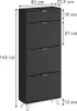 A black shoe cabinet with gold legs and gold handles, shown with dimensions indicated by measurement lines and text. Podgląd zdjęcia produktu