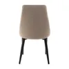 A back view of a beige upholstered chair with black legs, isolated on a white background. Produktbild-Vorschau