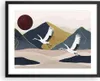 Gerahmtes Poster - Schwarzer Rahmen - Kraniche Berge Sonne Produktbild-Vorschau 1