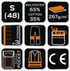 A grid of icons illustrating product features and specifications. Anteprima dell’immagine prodotto