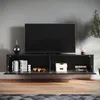 SONNI TV skrinky čierne vysoko lesklé závesné s LED 140 x Náhľad obrázku produktu 3