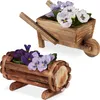 Relaxdays Pflanzengefäß Holz, 2 Stück, Pflanzschubkarre & Produktbild-Vorschau 1