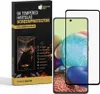 A product box for a screen protector is shown next to a smartphone with the screen protector applied. Produktbild-Vorschau