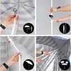 Collage of four images showing how to assemble and use a foldable beach umbrella. Náhled obrázku produktu