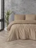 Bettwäsche 200x220 cm Baumwolle Set Renforce Taupe Kariert Produktbild-Vorschau 3