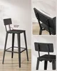 Collage of a black bar stool, showing different angles and a diagram highlighting the backrest angle. Náhled obrázku produktu