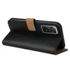 A black flip case for a smartphone is shown from a side angle, open. Produktbild-Vorschau
