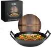 GrillX Gusseisen Wokpfanne Ø 36cm mit Holzdeckel – Wadjan Produktbild-Vorschau 1