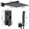 Diagrams and measurements of a black shower system. Produktbild-Vorschau