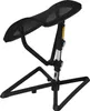 A black mesh footrest with an adjustable height and tilt mechanism, shown on a white background. Náhled obrázku produktu