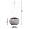 Hangende bloempot van betonlook met golfpatroon + binnenpot Productafbeelding-voorbeeld 2