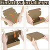 A collage of four images showing the step-by-step assembly of a cardboard box. Voir les images du produit