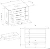 AMBER 3S Cassettiera per camera da letto soggiorno Cashmere Anteprima dell’immagine prodotto 4