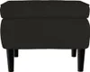 A black velvet ottoman with wooden legs is shown against a white background. Náhľad obrázku produktu