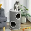 PawHut Krabpalen, 60 cm hoog, Ø 35 cm, kattenhuis met twee Productafbeelding-voorbeeld 7