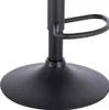A close-up view of the base and lower stem of a black bar stool. Voir les images du produit