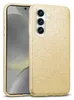 A gold glitter phone case is shown on a white background, with a portion of a smartphone visible. Produktbild-Vorschau