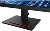 Close-up of the base and stand of a black computer monitor with a red accent detail on the base. Produktbild-Vorschau