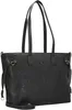A black tote bag with embossed logos. Produktbild-Vorschau