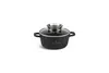 A black pot with a glass lid is shown on a white background. Produktbild-Vorschau