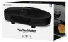 The image shows the packaging of a black waffle maker. Podgląd zdjęcia produktu
